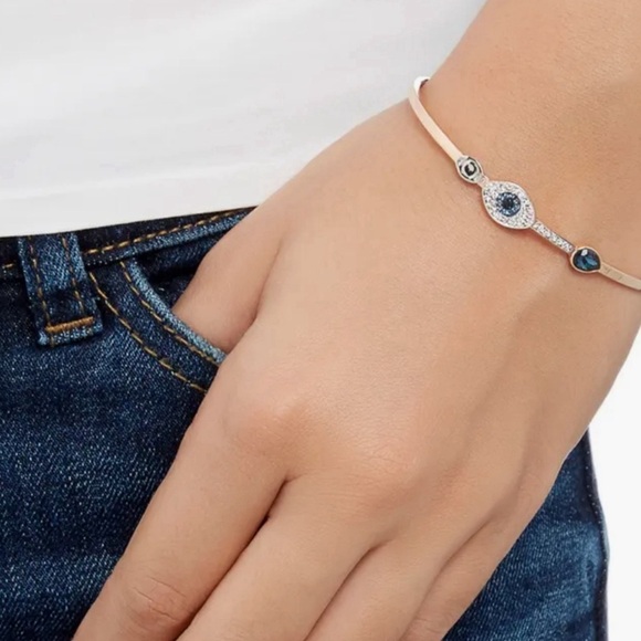SWAROVSKI • Rose Gold Symbolica Bangle Evil Eye Bracelet - Picture 3 of 10